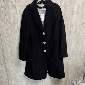 Haute Edition Black Wool Trench Coat